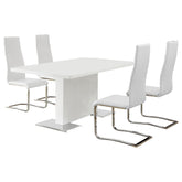 Anges 5-piece Dining Table Set White High Gloss and White
